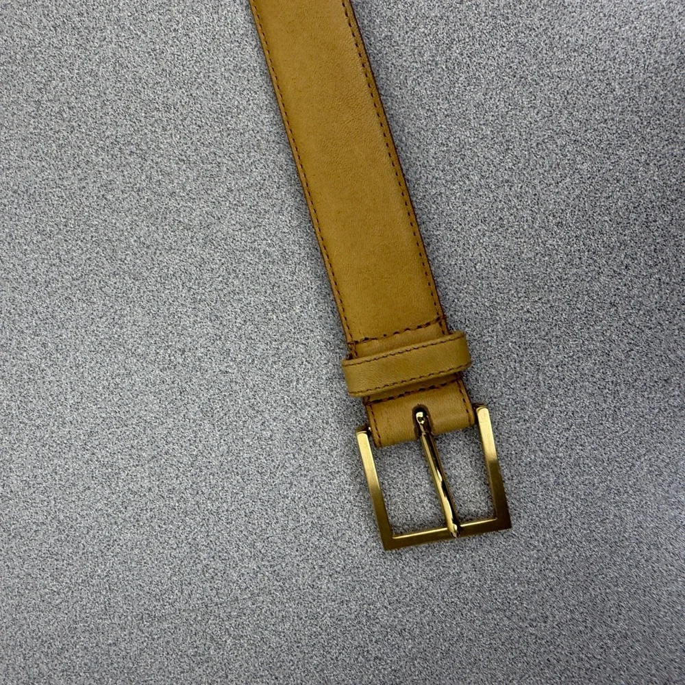 Canterbury Belt Mens 36 Tan Glove Leather Gold Tone Buckle Classic Vtg 1in